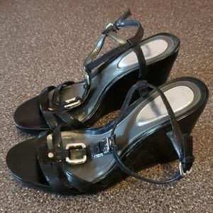Alfani black patent wedge